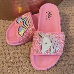 Lola and the Boys Pink Glitter Unicorn Slides